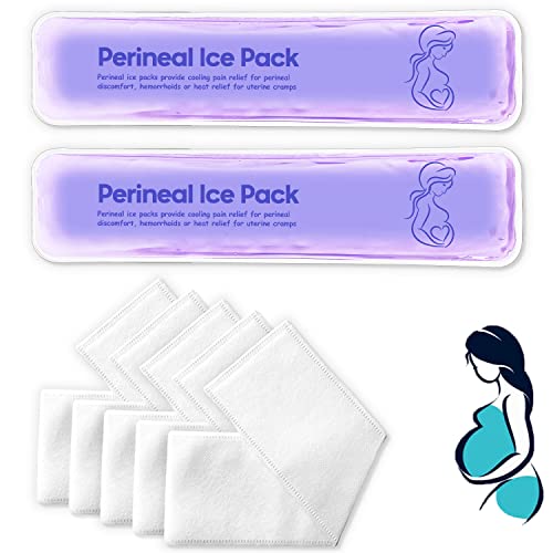 Perineal Ice Packs for Postpartum Reusable Perineal Cold Packs Postpartum Hemorrhoid Pain Childbirth Recovery Care 2 Gel Pads5 Washable Sleeves Purple